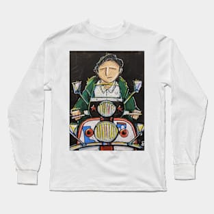 Retro Scooter, Classic Scooter, Scooterist, Scootering, Scooter Rider, Mod Art Long Sleeve T-Shirt